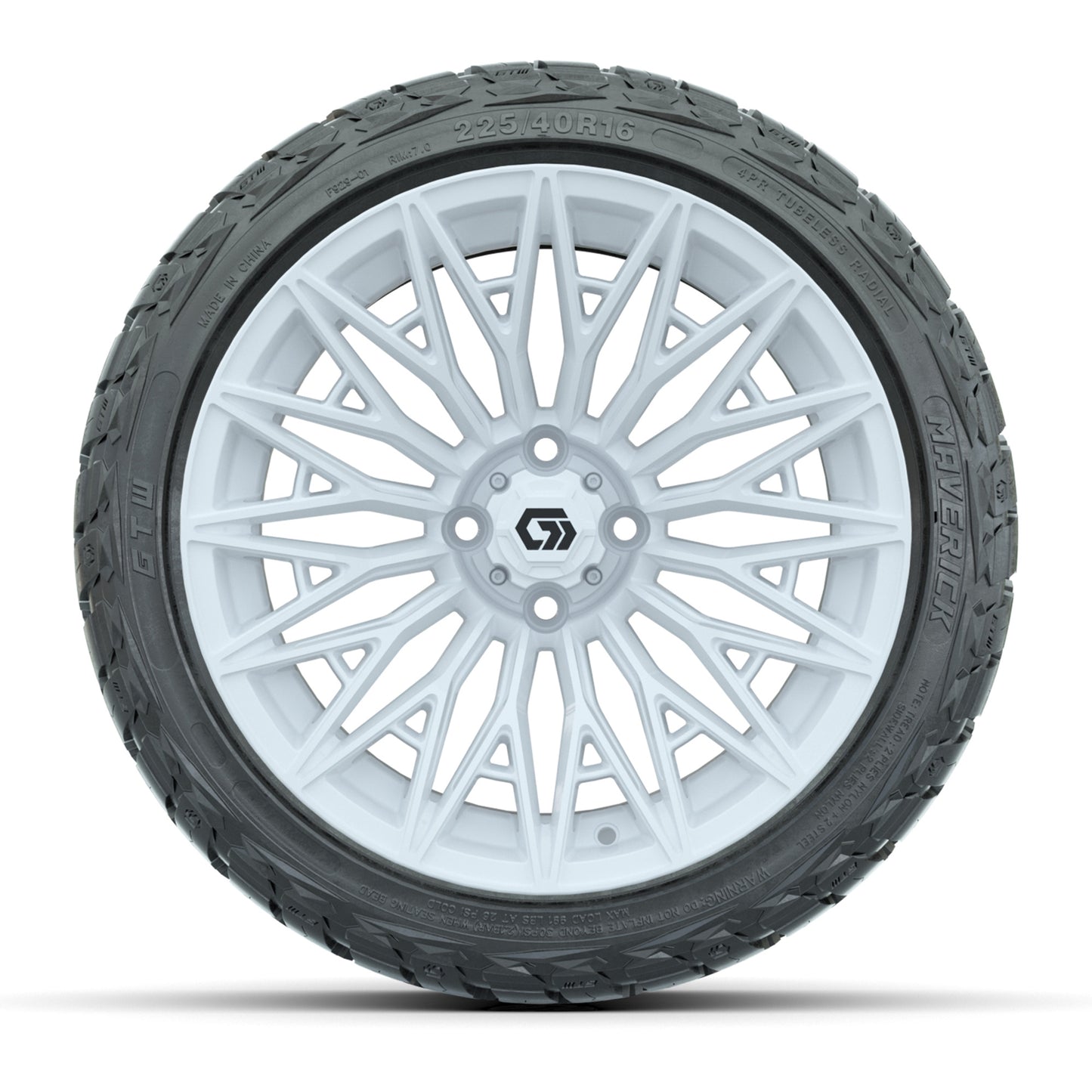 GTW® Blur Gloss White 16 in Wheels with 225/40-R16 Maverick Street Tires - Full Set