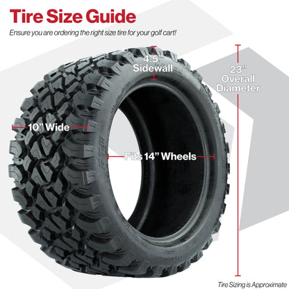 GTW® Reaper Chrome 14 in Wheels with 23X10-R14 Nomad Steel Belt Radial All-Terrain Tires - Full Set