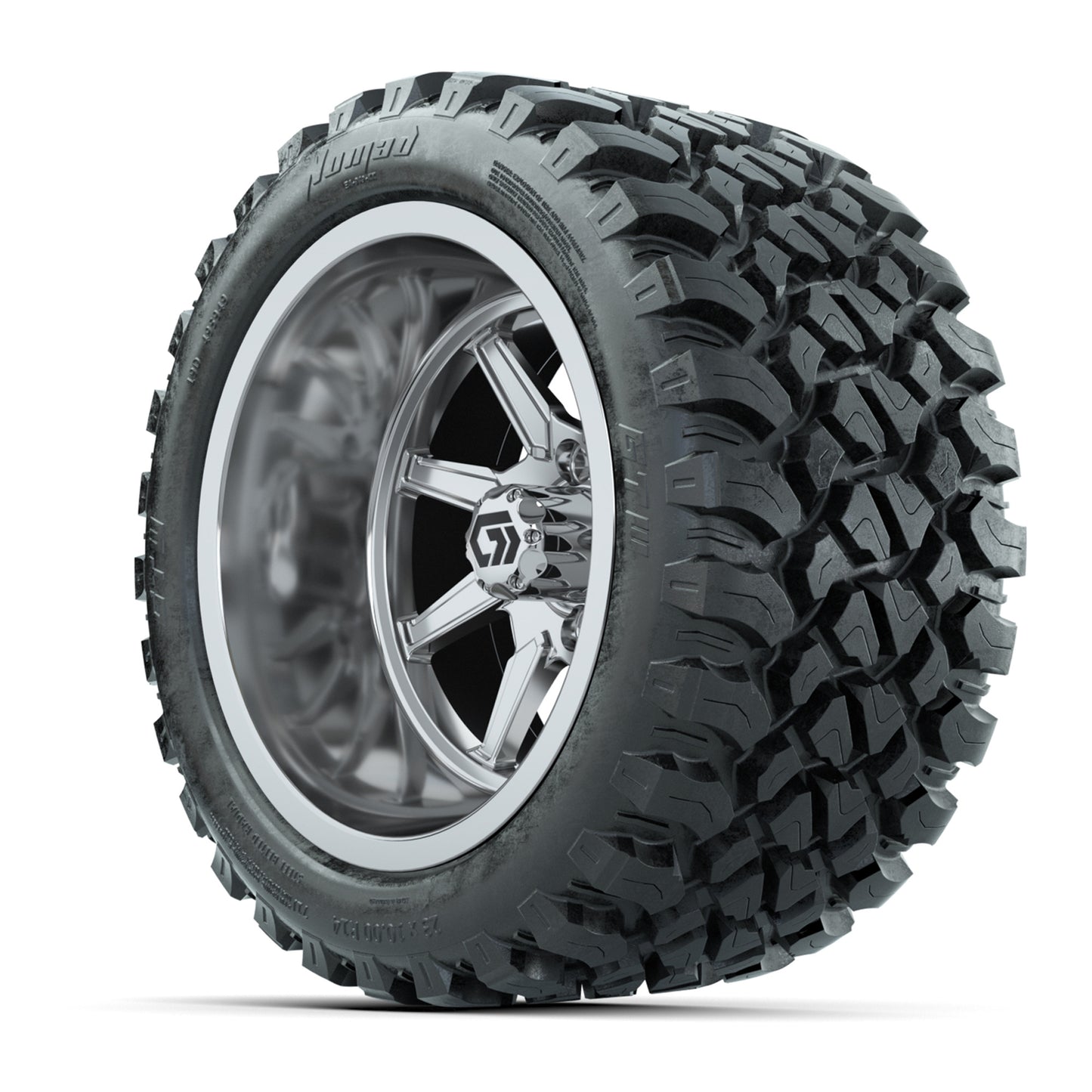 GTW® Reaper Chrome 14 in Wheels with 23X10-R14 Nomad Steel Belt Radial All-Terrain Tires - Full Set