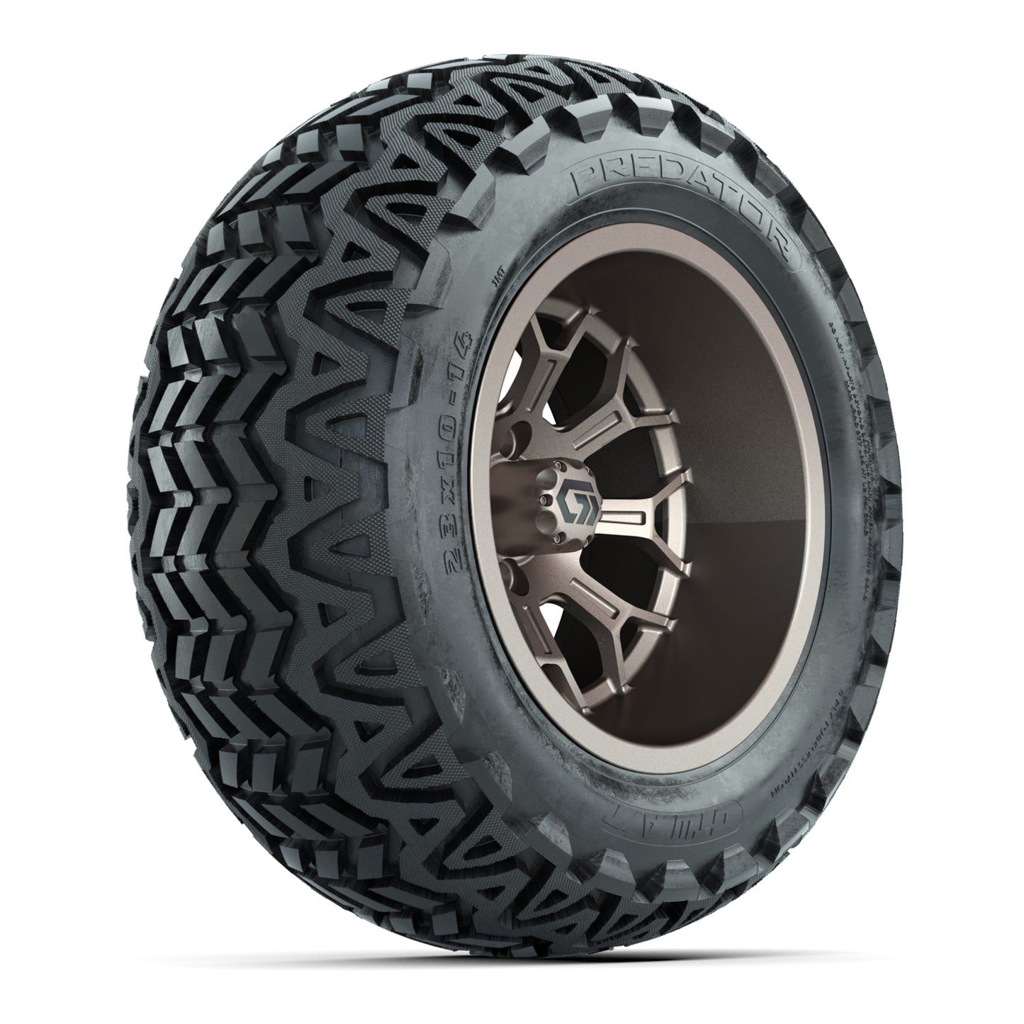 GTW® Assault Matte Bronze 14 in Wheels with 23X10-14 Predator All-Terrain Tires - Full Set
