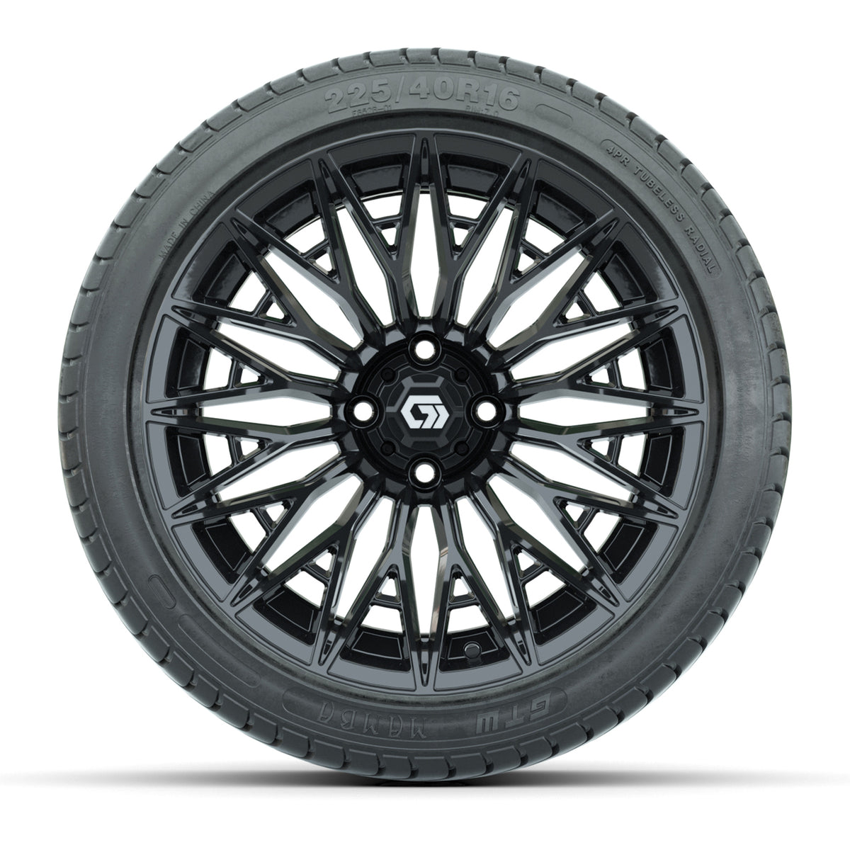 GTW® Blur Gloss Black 16 in Wheels with 225/40-R16 Mamba Street Tires - Full Set