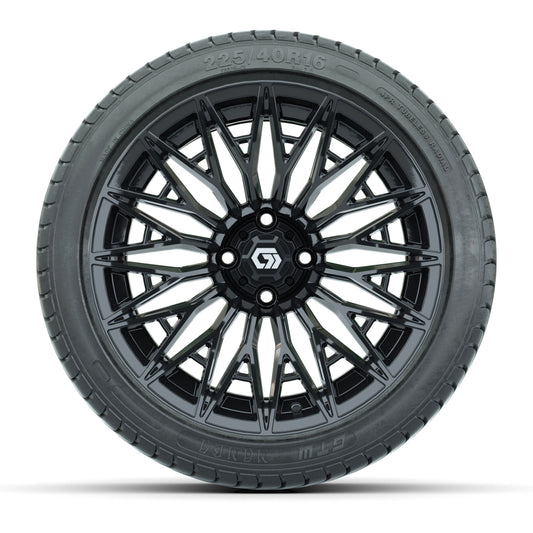 GTW® Blur Gloss Black 16 in Wheels with 225/40-R16 Mamba Street Tires - Full Set