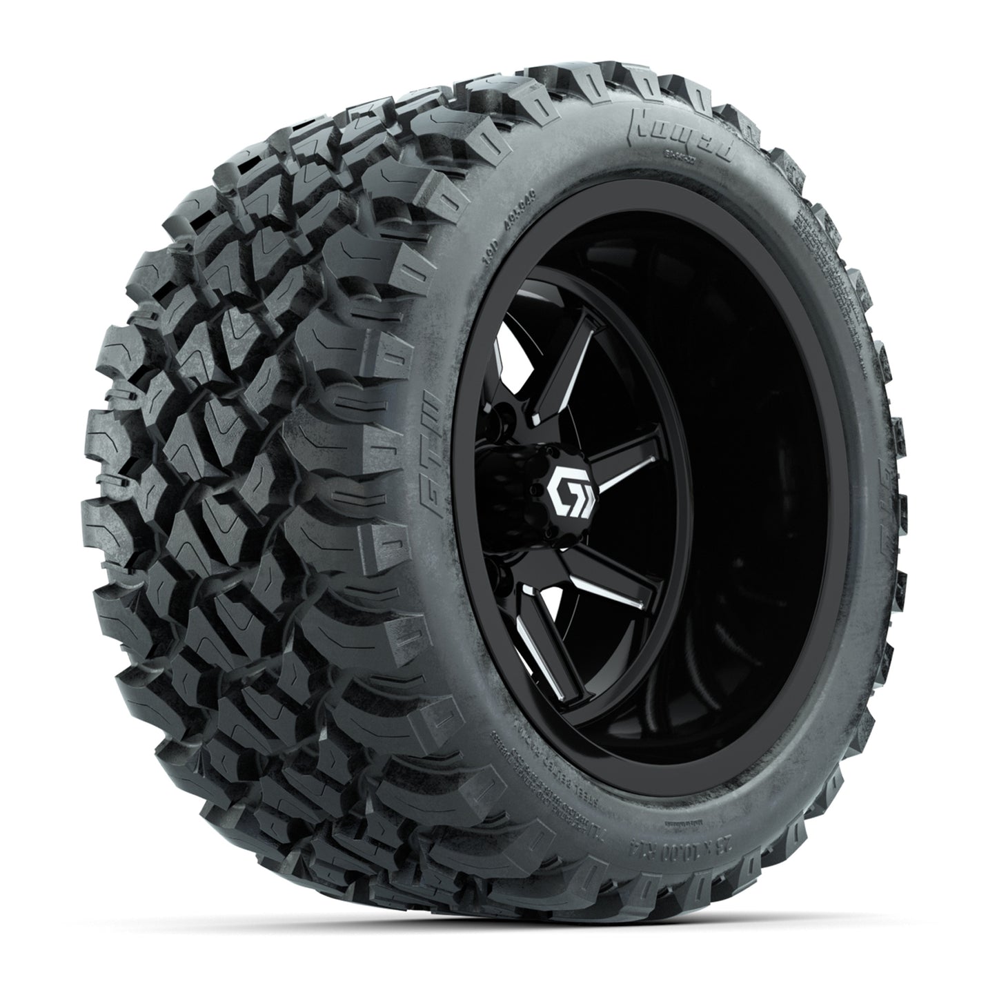 GTW® Reaper Black/Machined 14 in Wheels with 23X10-R14 Nomad Steel Belt Radial All-Terrain Tires - Full Set