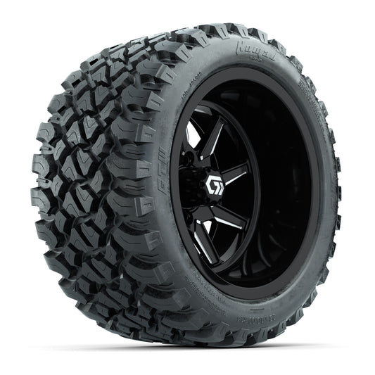 GTW® Reaper Black/Machined 14 in Wheels with 23X10-R14 Nomad Steel Belt Radial All-Terrain Tires - Full Set