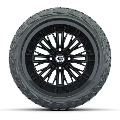 GTW® Viper Gloss Black 14 in Wheels with 23X10-R14 Maverick Steel Belted Radial All-Terrain Tires - Full Set
