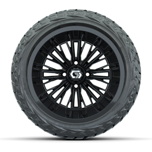 GTW® Viper Gloss Black 14 in Wheels with 23X10-R14 Maverick Steel Belted Radial All-Terrain Tires - Full Set