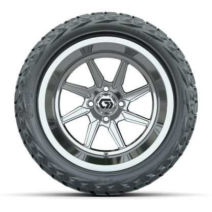 GTW® Reaper Chrome 15 in Wheels with 23X10-R15 Maverick Steel Belted Radial All-Terrain Tires - Full Set