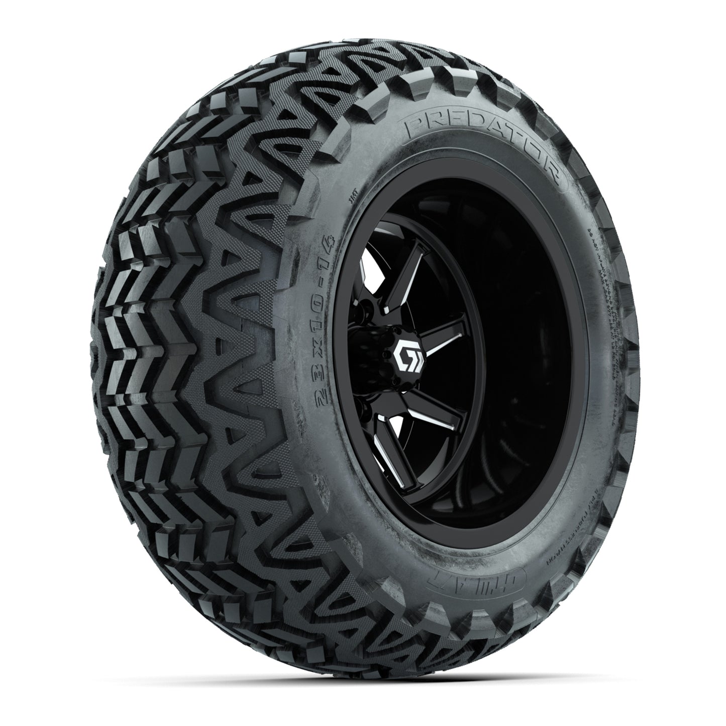 GTW® Reaper Black/Machined 14 in Wheels with 23X10-14 Predator All-Terrain Tires - Full Set