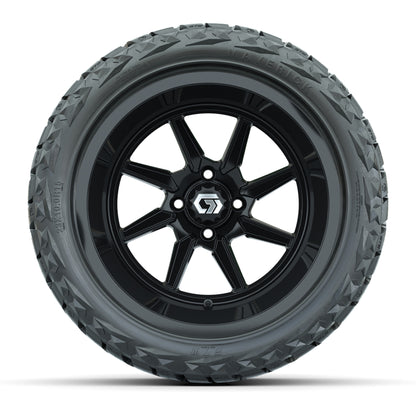GTW® Reaper Gloss Black 15 in Wheels with 23X10-R15 Maverick Steel Belted Radial All-Terrain Tires - Full Set