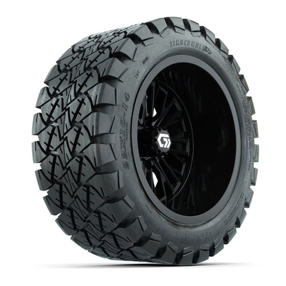 GTW® Viper Gloss Black 14 in Wheels with 22X10-14 Timberwolf All-Terrain Tires - Full Set