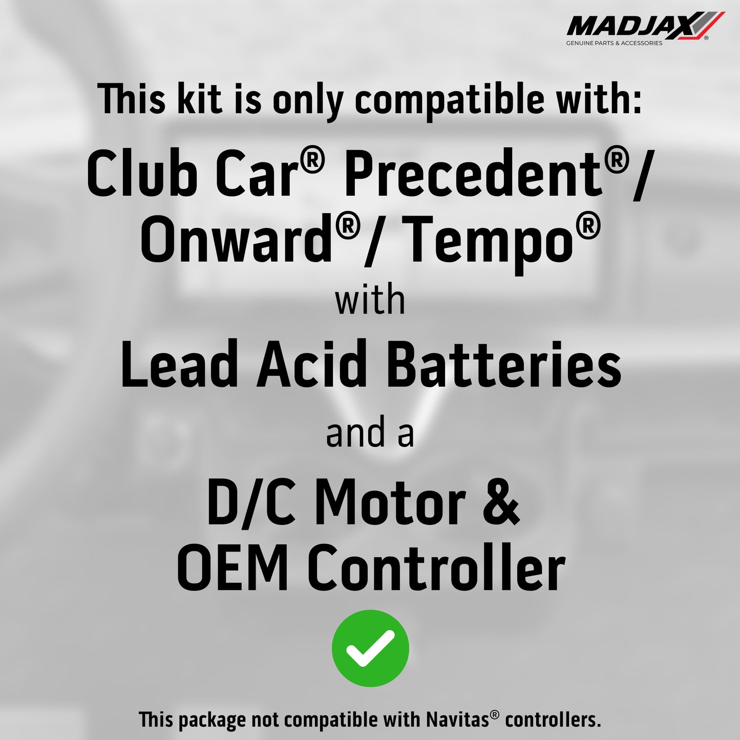 MadJax® Kinect™ Display Screen Kit for D/C motor Club Car Precedent/Tempo/Onward with Lead Acid Battery Setup