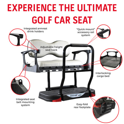 EZGO RXV MadJax® Genesis 300 Rear Seat with Deluxe Seat Cushions - PICK COLOR (2008+)
