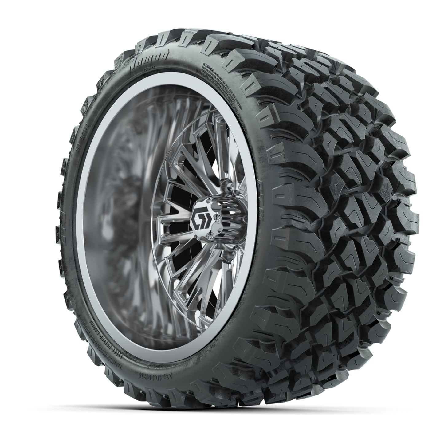 GTW® Viper Chrome 15 in Wheels with 23X10-R15 Nomad Steel Belted Radial All-Terrain Tires - Full Set