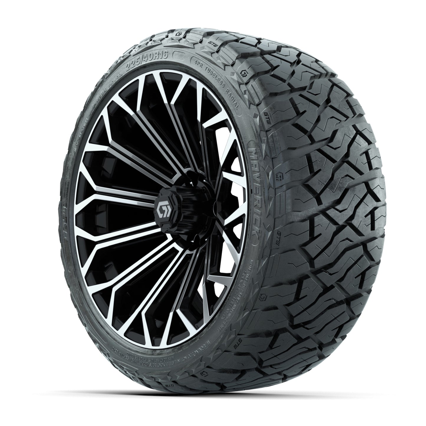 GTW® Phantom Black/Machined 16 in Wheels with 225/40-R16 Maverick Street Tires - Full Set