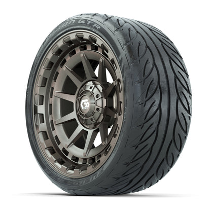 GTW® Barricade Satin Bronze 15 in Wheels with 215-40-R15 Fusion GTR Street Tires - Set of 4