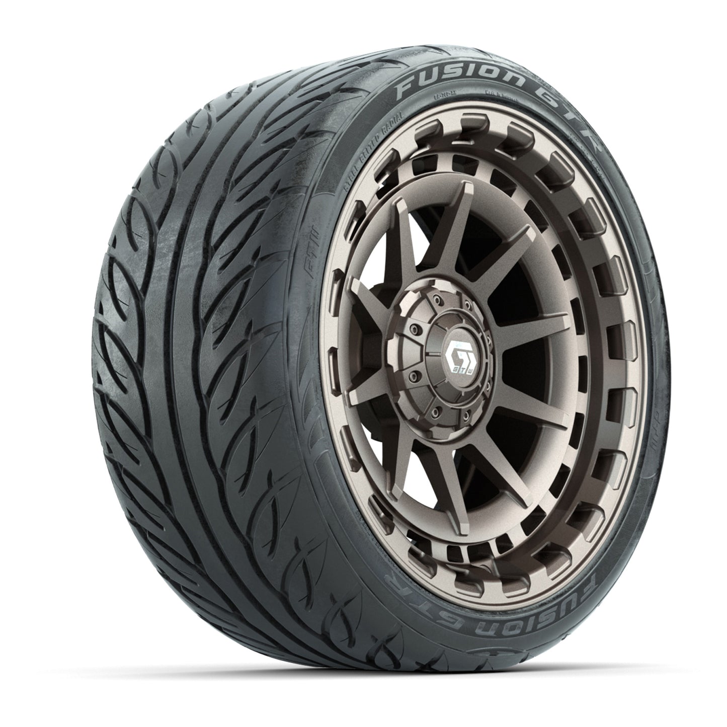 GTW® Barricade Satin Bronze 15 in Wheels with 215-40-R15 Fusion GTR Street Tires - Set of 4