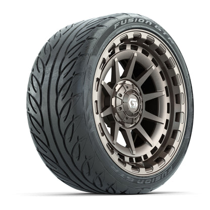 GTW® Barricade Satin Bronze 15 in Wheels with 215-40-R15 Fusion GTR Street Tires - Set of 4