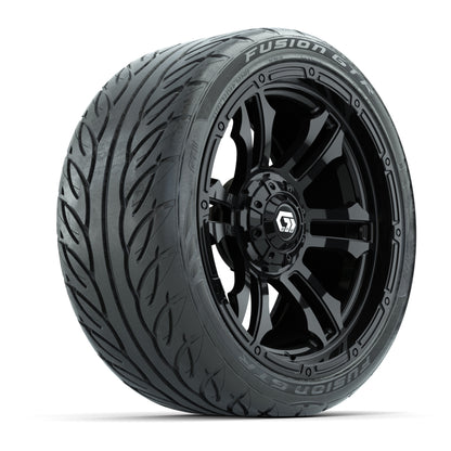 GTW® Shogun Black 15 in Wheels with 215-40-R15 Fusion GTR Steel Belted Street Tires - Set of 4