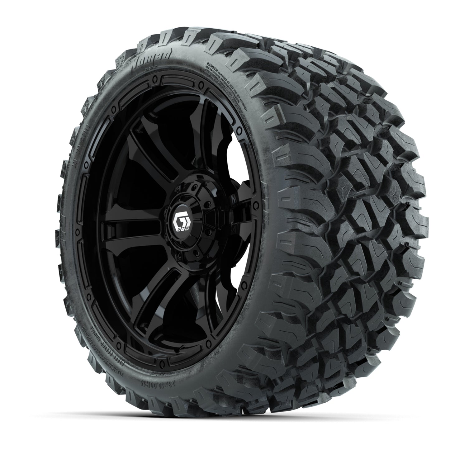 GTW® Shogun Gloss Black 15 in Wheels with 23x10-R15 Nomad Radial All-Terrain Tires - Set of 4