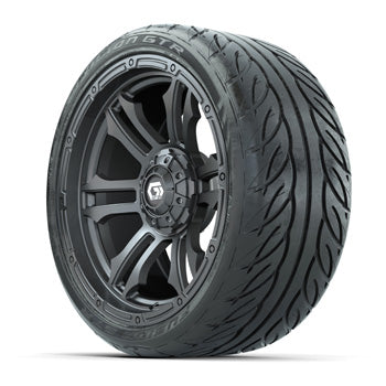 GTW® Shogun Gunmetal 15 in Wheels with 215-40-15 Fusion GTR Steel Belted Street Tires - Set of 4