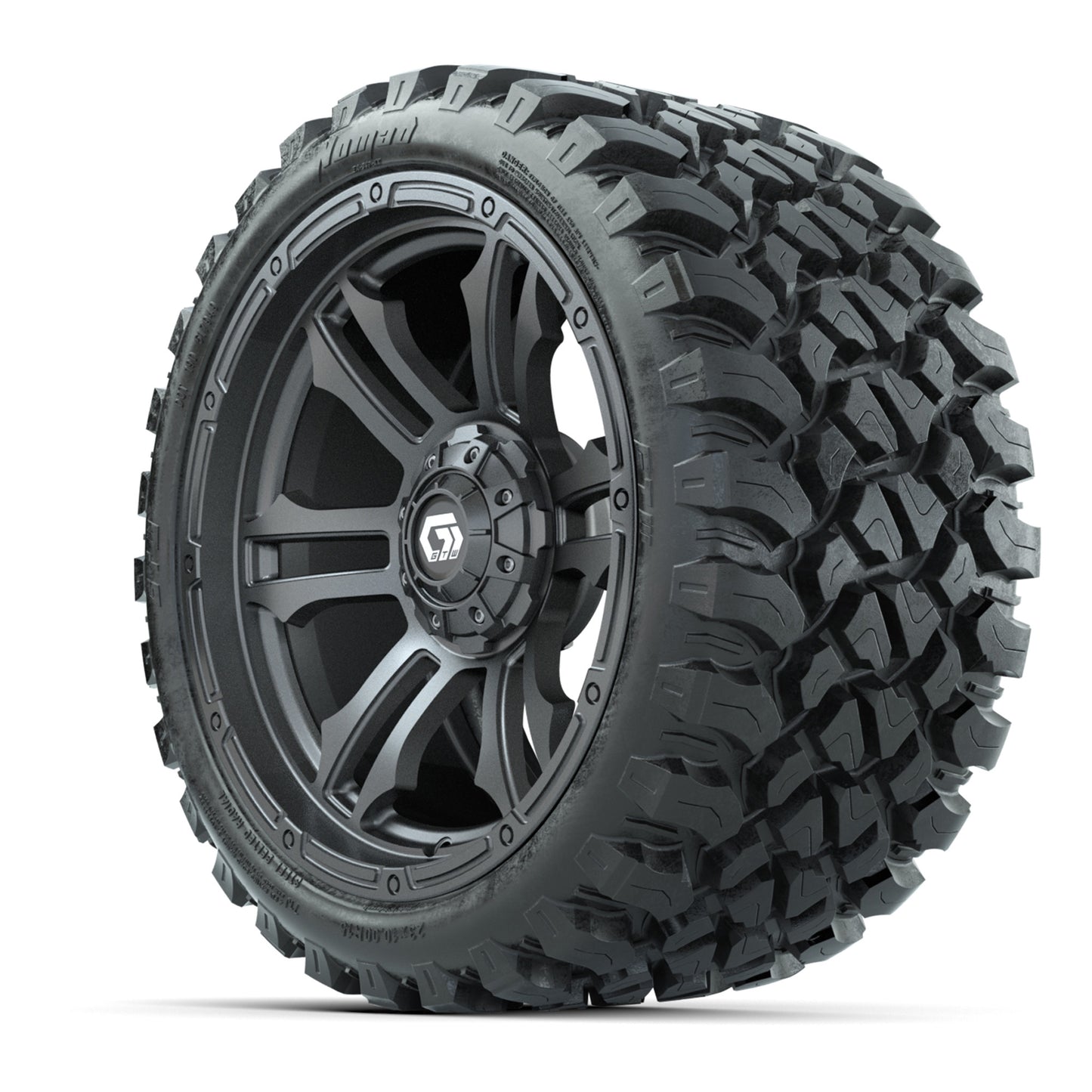 GTW® Shogun Gunmetal 15 in Wheels with 23x10-R15 Nomad Radial All-Terrain Tires - Set of 4