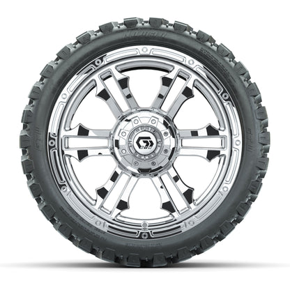 GTW® Shogun Chrome 15 in Wheels with 215-40-R15 Fusion GTR Steel Belted Street Tires - Set of 4