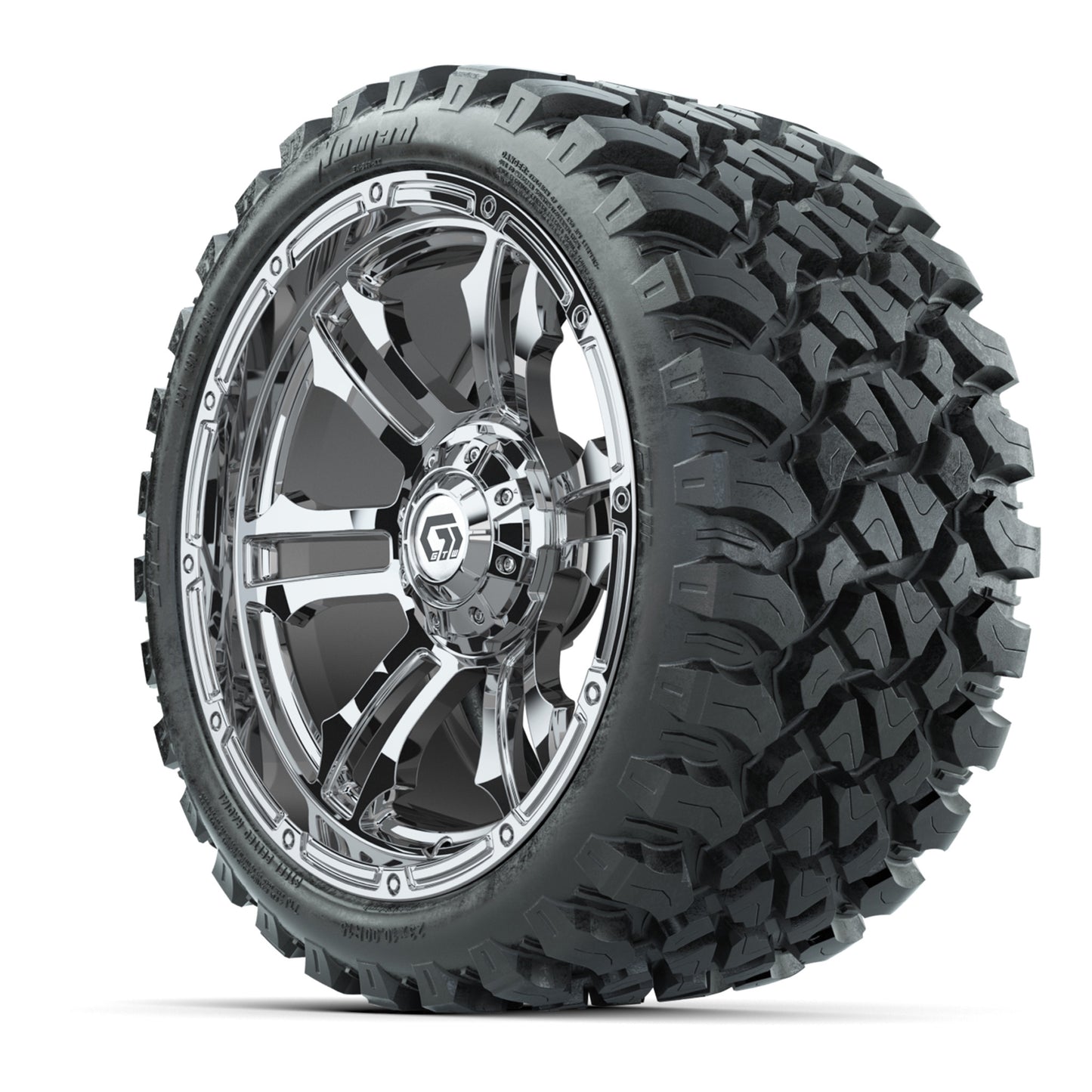 GTW® Shogun Chrome 15 in Wheels with 23x10-R15 Nomad Radial All-Terrain Tires - Set of 4