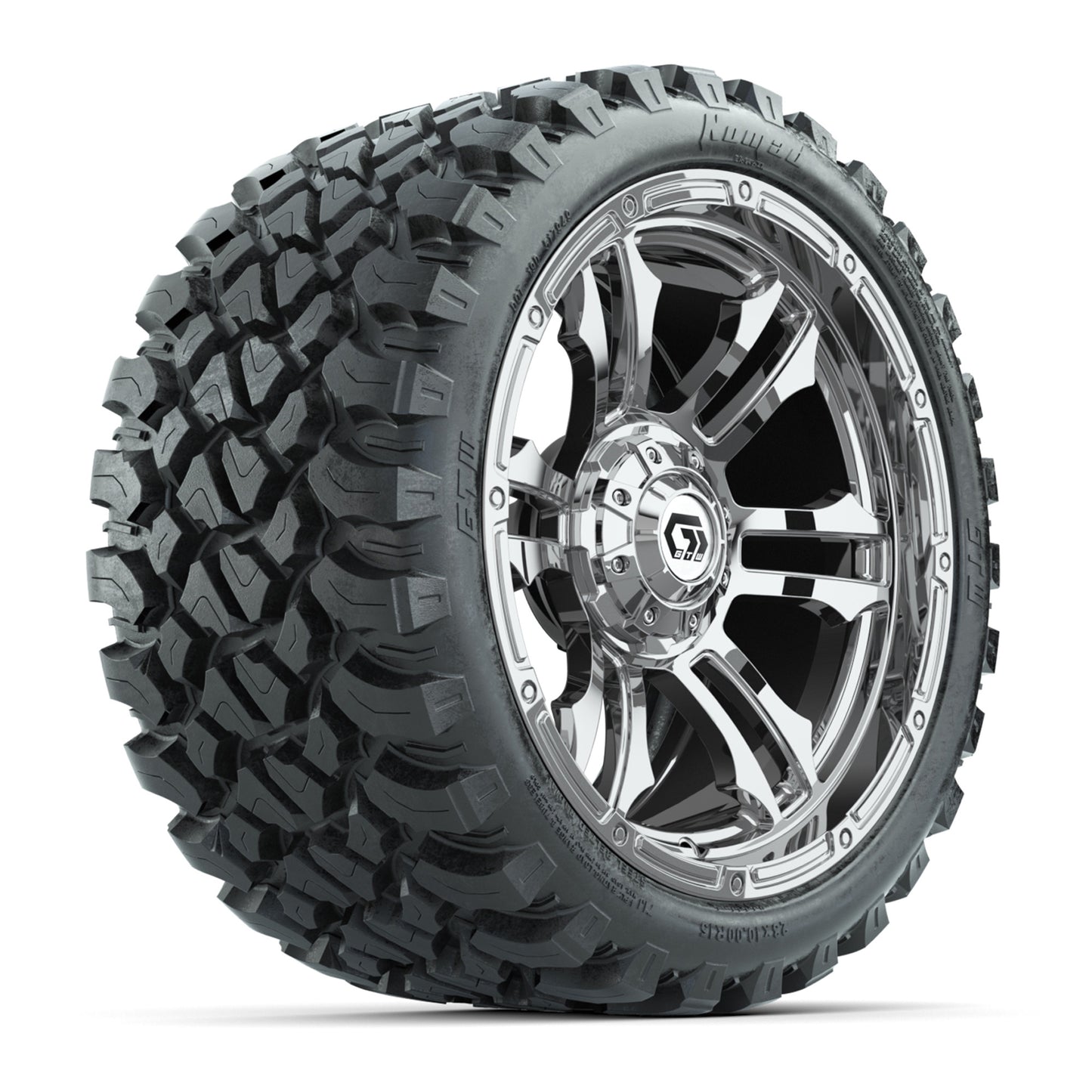 GTW® Shogun Chrome 15 in Wheels with 23x10-R15 Nomad Radial All-Terrain Tires - Set of 4