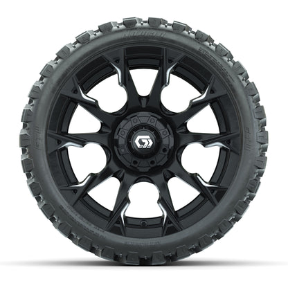 GTW® Diablo Gloss Black Machined 15 in Wheels with 215-40-R15 Fusion GTR Street Tires - Set of 4