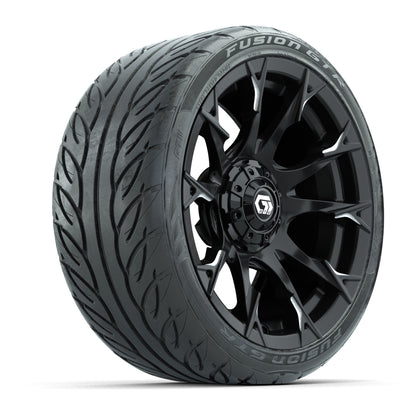 GTW® Diablo Gloss Black Machined 15 in Wheels with 215-40-R15 Fusion GTR Street Tires - Set of 4