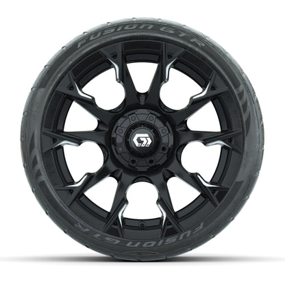 GTW® Diablo Gloss Black Machined 15 in Wheels with 23x10-R15 Nomad All-Terrain Tires-Set of 4
