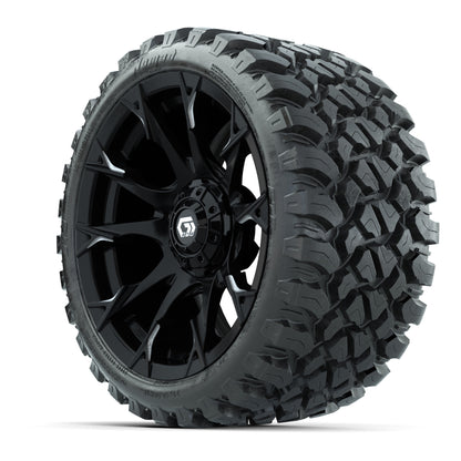 GTW® Diablo Gloss Black Machined 15 in Wheels with 23x10-R15 Nomad All-Terrain Tires-Set of 4
