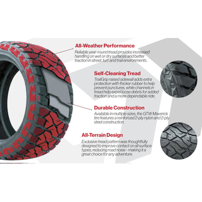GTW Graffiti Gloss Black 14 in Wheels with 23x10.00-R14 Maverick All-Terrain Tires – Set of 4