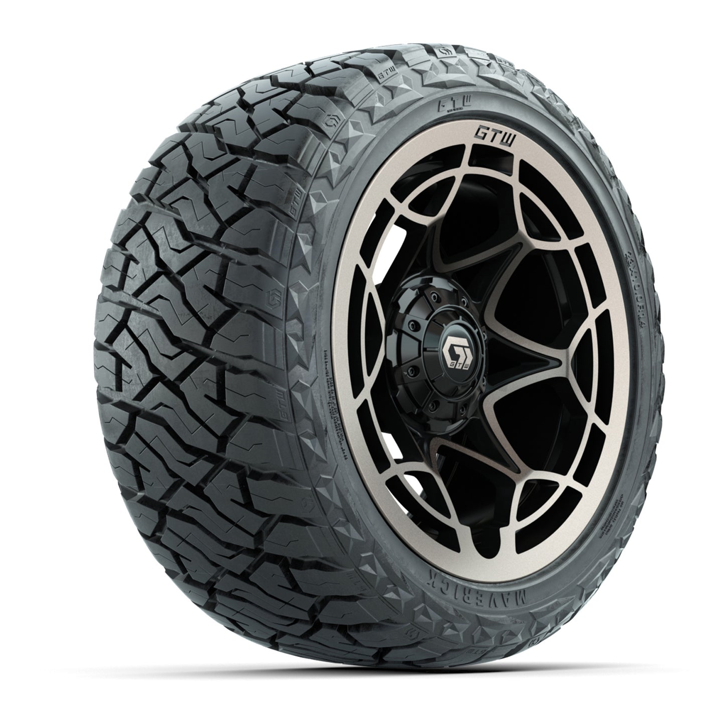 GTW Nexus Gloss Black/Satin Bronze 14 in Wheels with 23x10.00-R14 Maverick A/T Tires – Set of 4