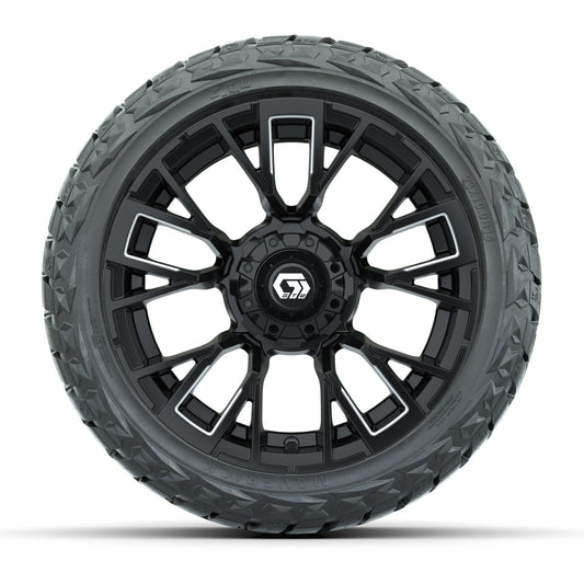 GTW Vandal Matte Black/Machined 14 in Wheels with 23x10.00-R14 Maverick All-Terrain Tires – Set of 4