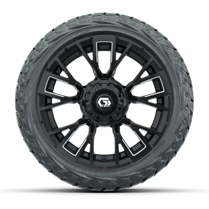GTW Vandal Matte Black/Machined 14 in Wheels with 23x10.00-R14 Maverick All-Terrain Tires – Set of 4
