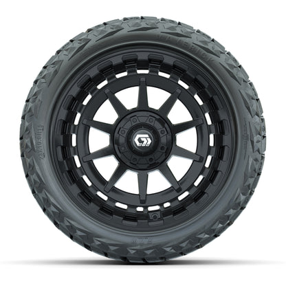 GTW® Barricade Gloss Black 15 in Wheels with 23x10.00-R15 Maverick All-Terrain Tires – Set of 4