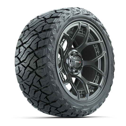 MadJax Flow Form Evolution Gunmetal 15 in Wheels with 23x10.00-15 Maverick A/T Tires – Set of 4