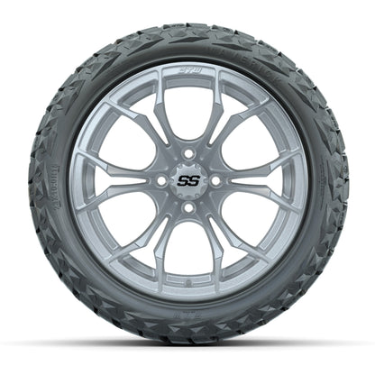GTW® Spyder Silver/Machined 15 in Wheels with 23x10.00-R15 Maverick All-Terrain Tires – Set of 4