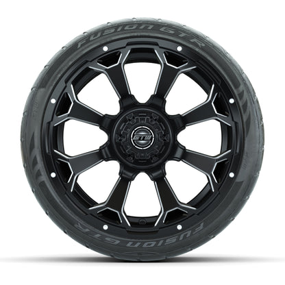 GTW Raven Matte Black/Ball Mill 15 in Wheels with 215/40-R15 Fusion GTR Street Tires - Set of 4