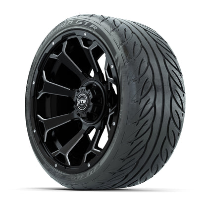 GTW Raven Matte Black/Ball Mill 15 in Wheels with 215/40-R15 Fusion GTR Street Tires - Set of 4
