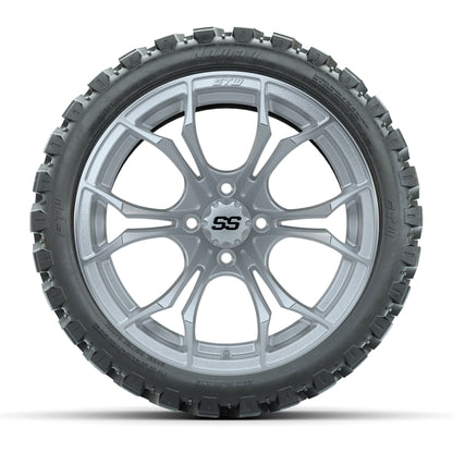 GTW Spyder Silver Brush 15 in Wheels with 23x10-R15 Nomad Steel Belt All-Terrain Tires - Set of 4