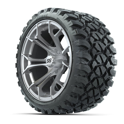 GTW Spyder Silver Brush 15 in Wheels with 23x10-R15 Nomad Steel Belt All-Terrain Tires - Set of 4