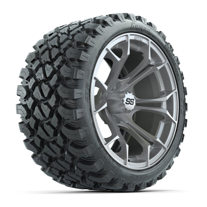 GTW Spyder Silver Brush 15 in Wheels with 23x10-R15 Nomad Steel Belt All-Terrain Tires - Set of 4