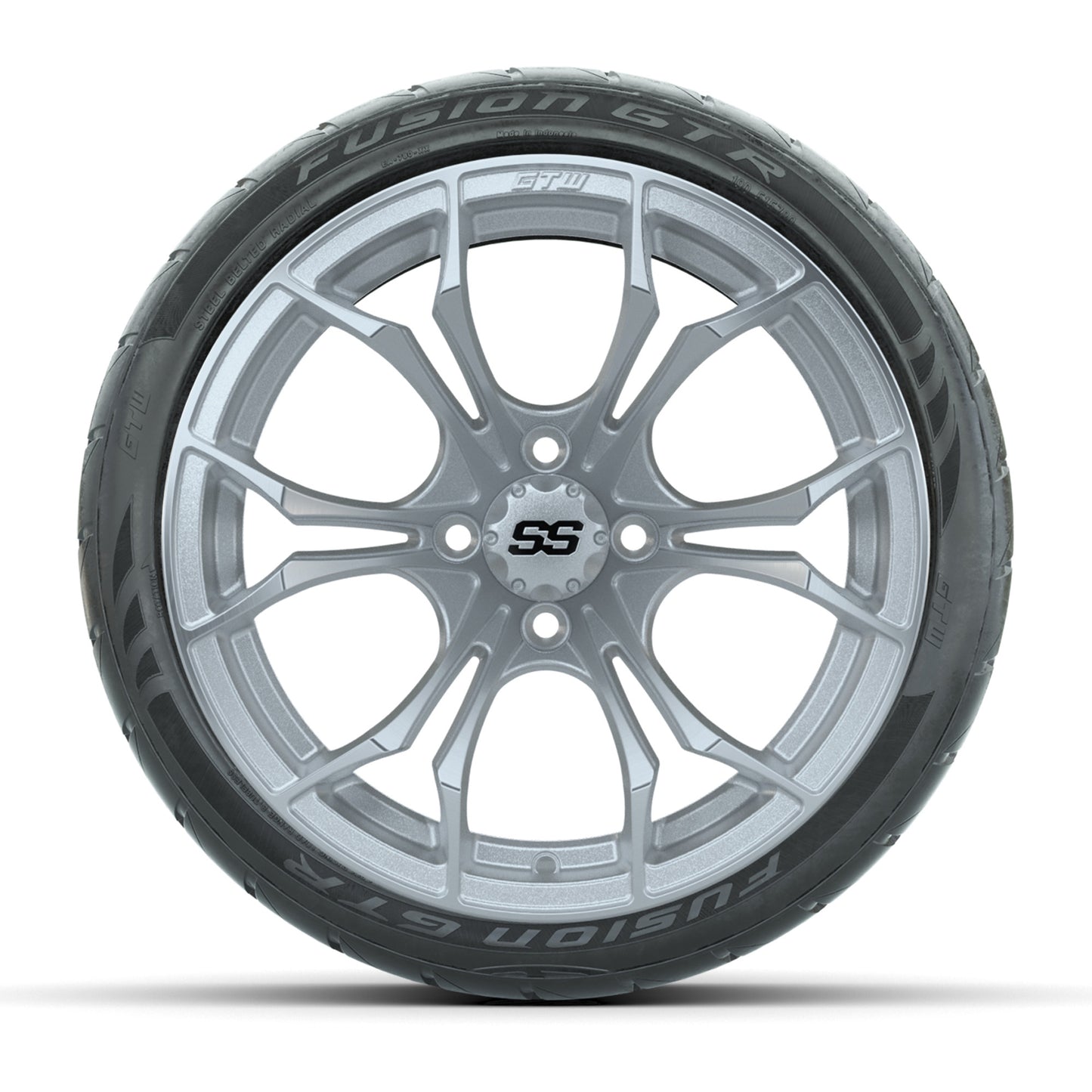 GTW Spyder Silver Brush 15 in Wheels with 215/40-R15 Fusion GTR Steel Belt Street Tires - Set of 4
