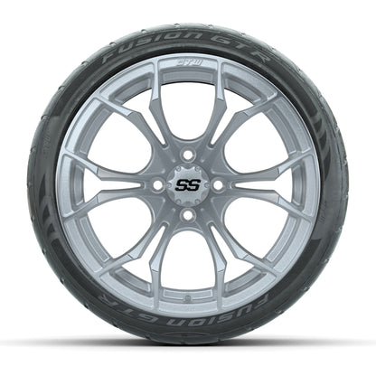 GTW Spyder Silver Brush 15 in Wheels with 215/40-R15 Fusion GTR Steel Belt Street Tires - Set of 4