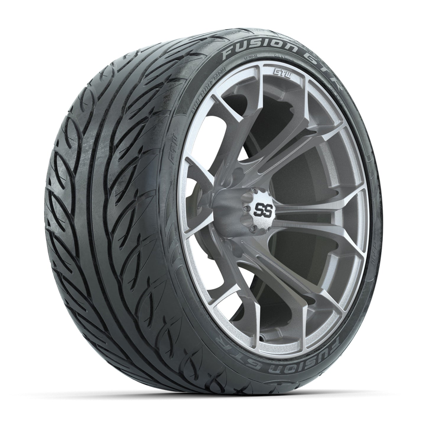 GTW Spyder Silver Brush 15 in Wheels with 215/40-R15 Fusion GTR Steel Belt Street Tires - Set of 4