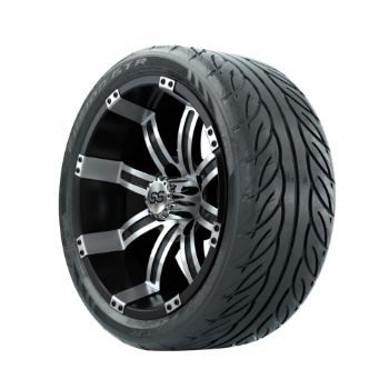 14 inch GTW Tempest Machined/Black Wheels with Fusion GTR Street Tires