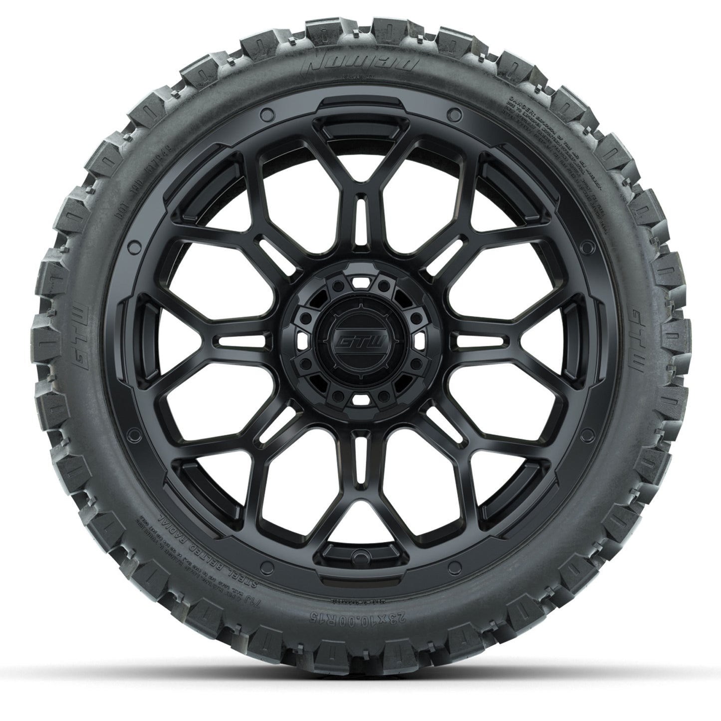 GTW® Bravo Matte Black 15 in Wheels with 23 in Nomad All Terrain Tires - Set of 4