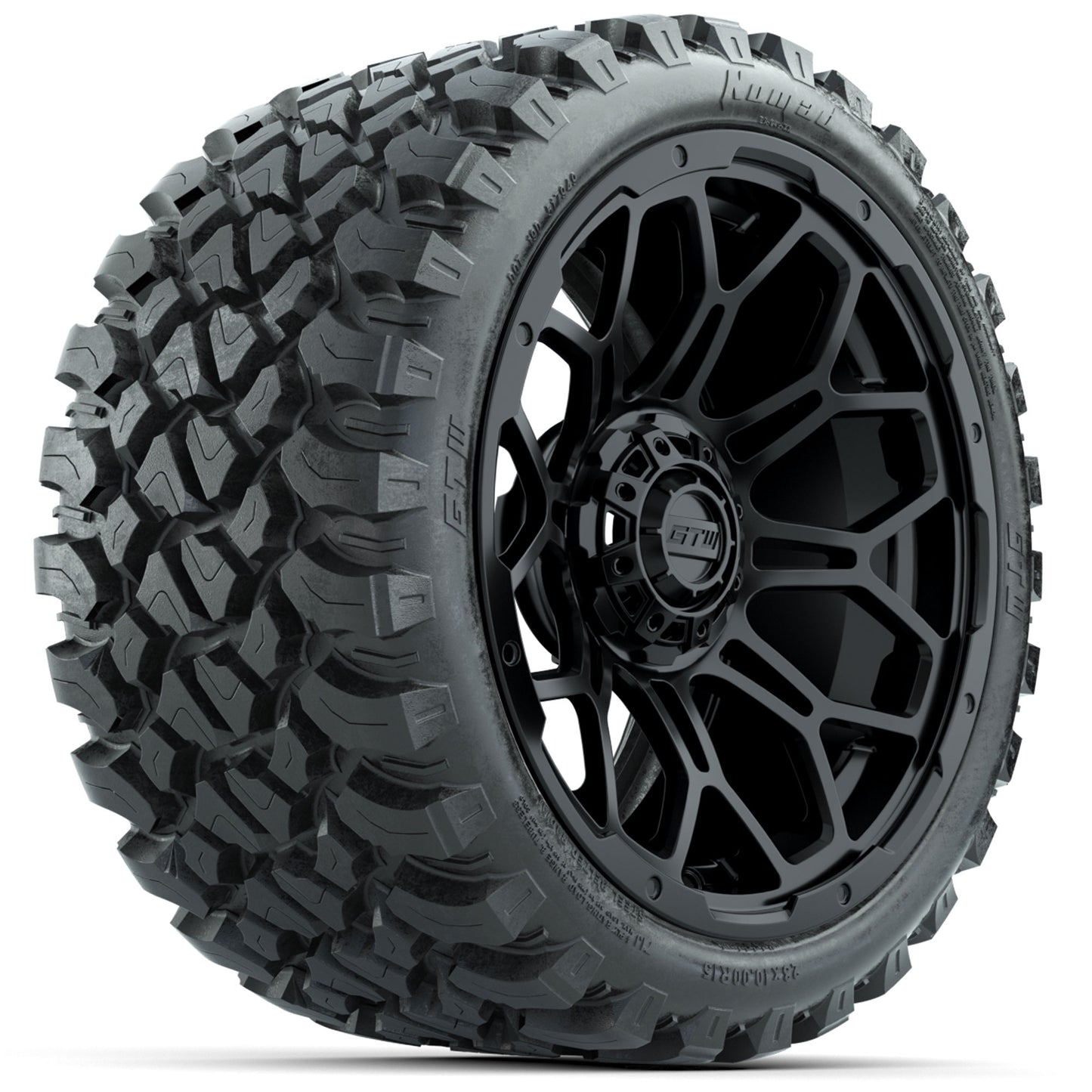 GTW® Bravo Matte Black 15 in Wheels with 23 in Nomad All Terrain Tires - Set of 4